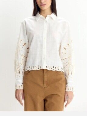 Christian Lacroix Long Sleeve Blouse w/ Beautiful Embroidery, Small